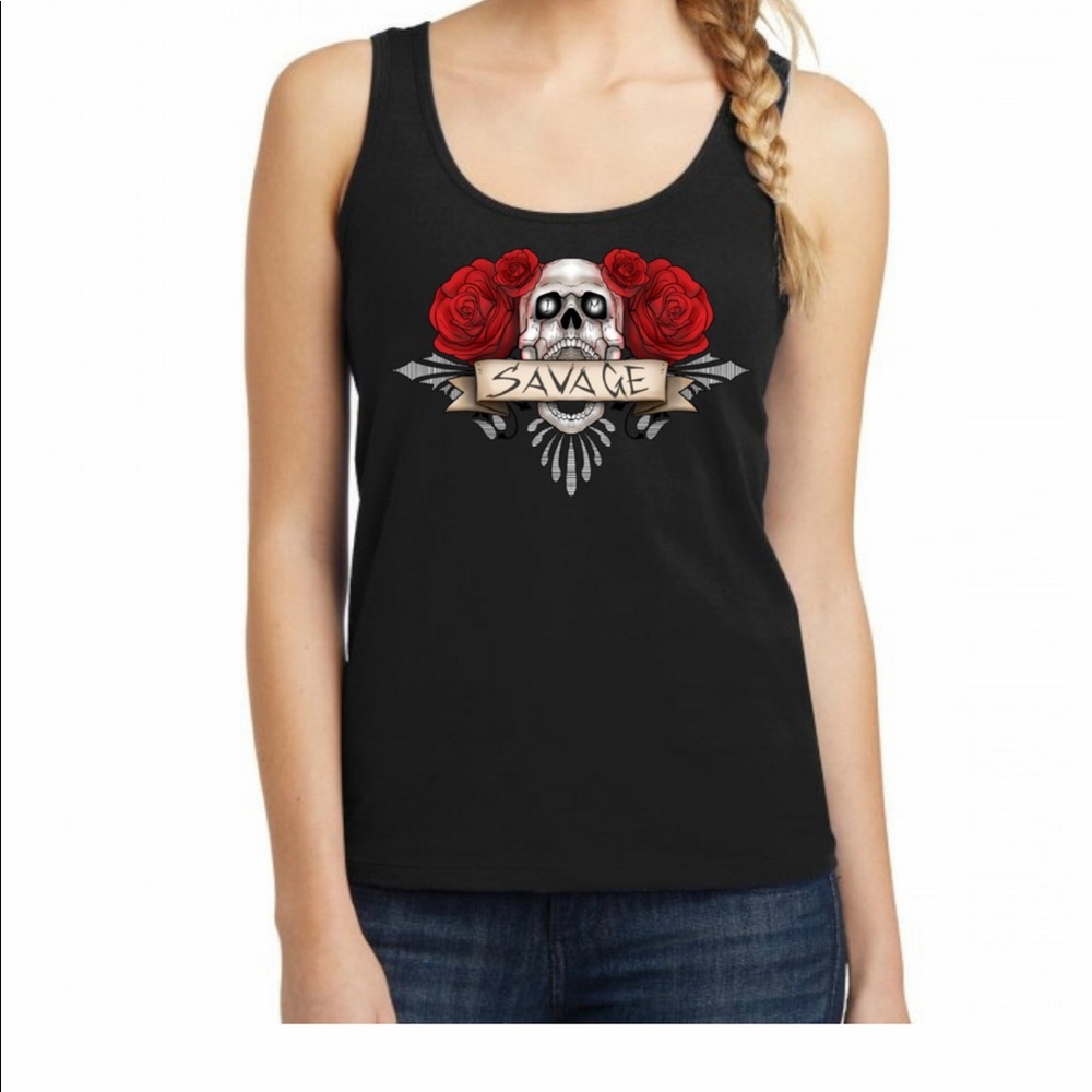 Savage Women Skull n Roses tank top.